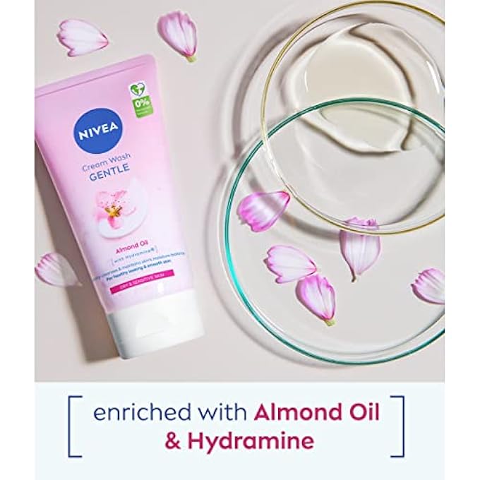 Nivea GENTLE FACE CREAM WASH (150ML), FACE CLEANSER WITH ALMOND OIL AND HYDRAMINE GENTLY CLEANSES FOR SMOOTH, HEALTHY SKIN, FACE WASH FOR DRY AND SENSITIVE SKIN - Image 2